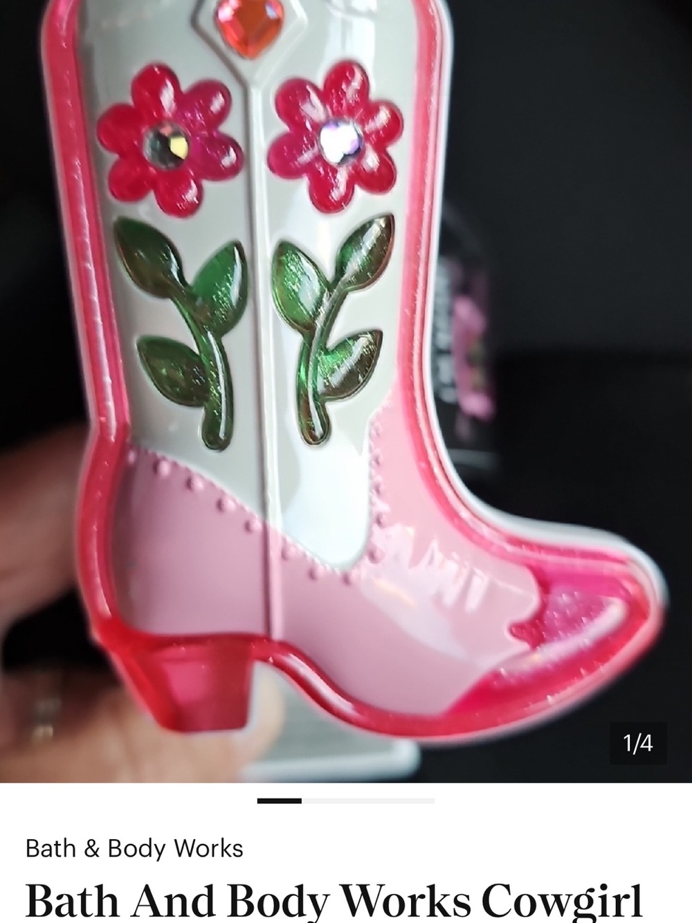 Bath & Body Works Pink Floral Cowgirl Boot Wall Accent